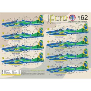 Decalque 048-62 EMB-314 Super Tucano Esquadrilha da Fumaça EDA 2022 Escala 1/48 - FCM