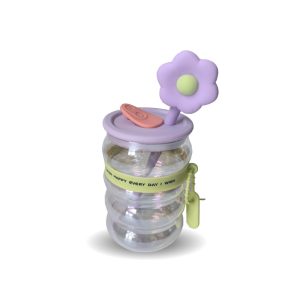 Copo Flor Lilás - Fina Ideia - 480ml com canudo