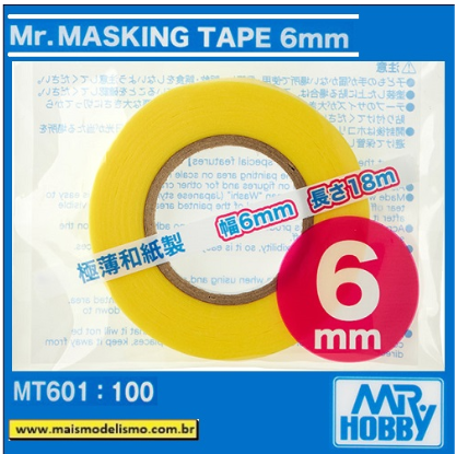 MASKING TAPE 6 mm x 18 m - Mr Hobby MT601